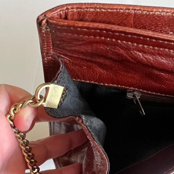 Vintage Bellido Brown Leather Purse Handbag Pocke… - image 7