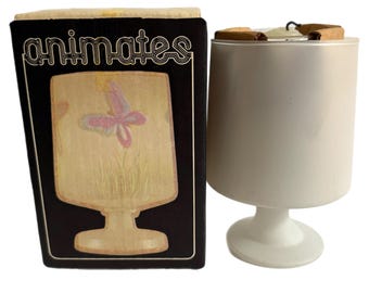 Lámpara de hadas con forma de mariposa Animates de L.E. Smith, portavelas votivo, de vidrio artístico, nuevo, sin usar.
