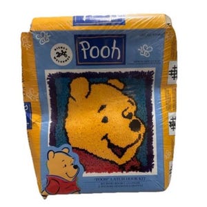 Vintage 90s Disney Winnie the Pooh Latch Hook Kit 13”x13” Caron Yarn Craft Sealed READ