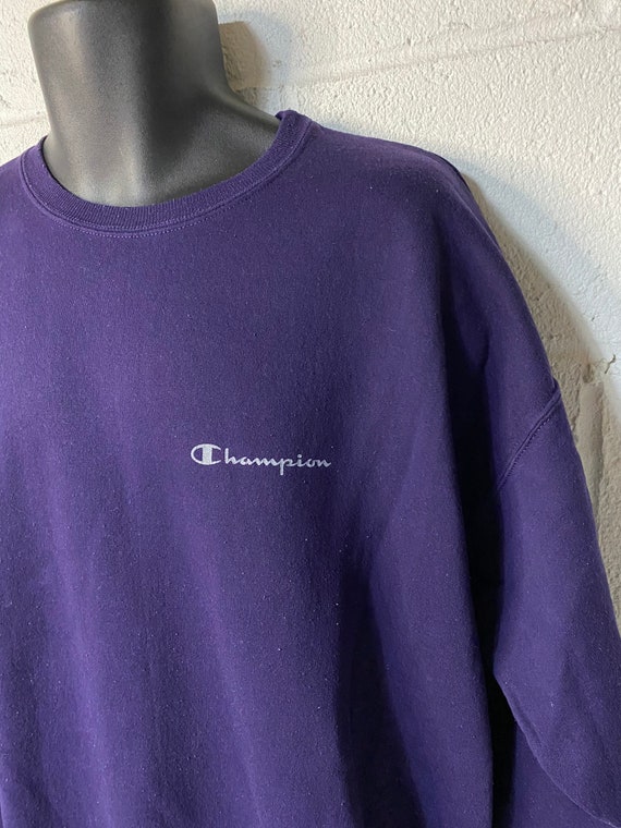 Vintage 90s Purple Champion Script Sweatshirt XL - image 4