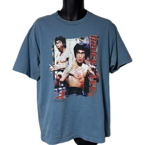 Vintage 90s Bruce Lee Enter The Dragon Blue Graphic Tee T Shirt L
