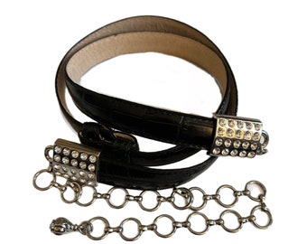 Vintage Streets Ahead Croc Leather Antiqued Silver Buckle  display picture 1