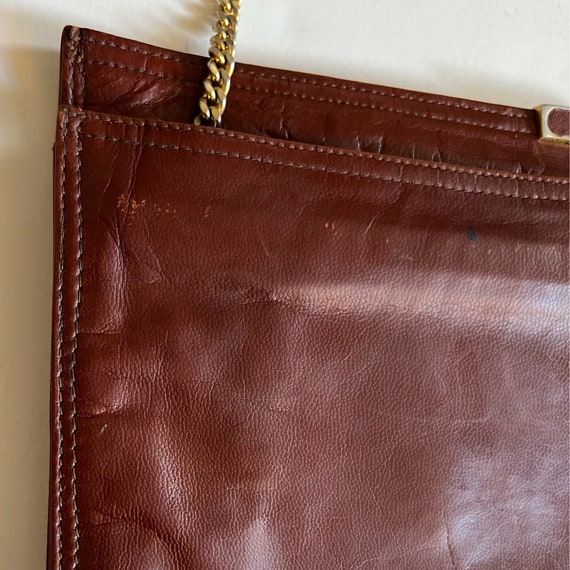 Vintage Bellido Brown Leather Purse Handbag Pocke… - image 4