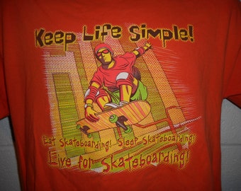 Vintage Eat Sleep Live Skateboarding T-Shirt Medium