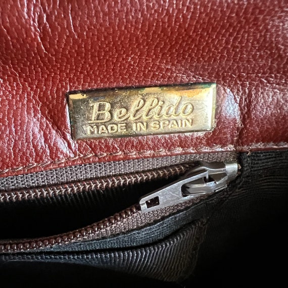 Vintage Bellido Brown Leather Purse Handbag Pocke… - image 6