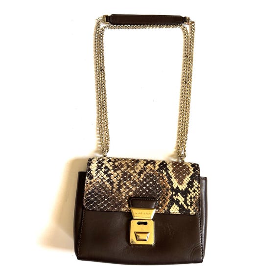 Vintage Lancaster Brown Leather Python Snakeskin … - image 2