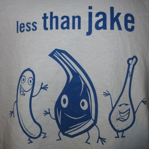 Vintage 90s Eating Meat All Summer Less Than Jake Punk Band T-Shirt XL image 4