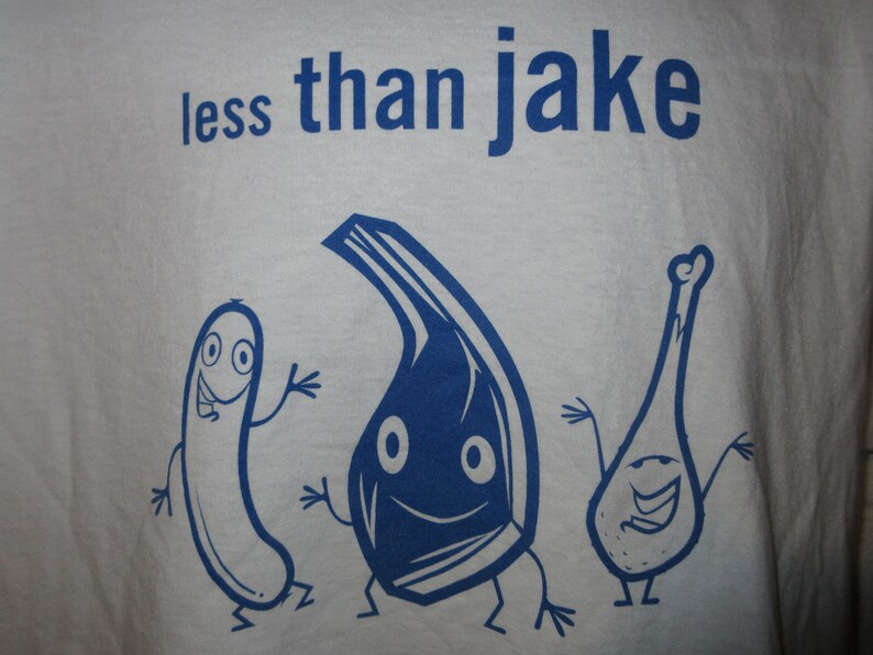 Vintage 90s Eating Meat All Summer Less Than Jake Punk Band T-Shirt XL image 4