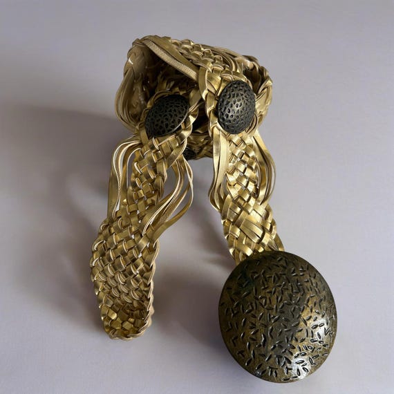 Vintage Y2K Boho Gold Woven Braided Statement Belt Large  display picture 1