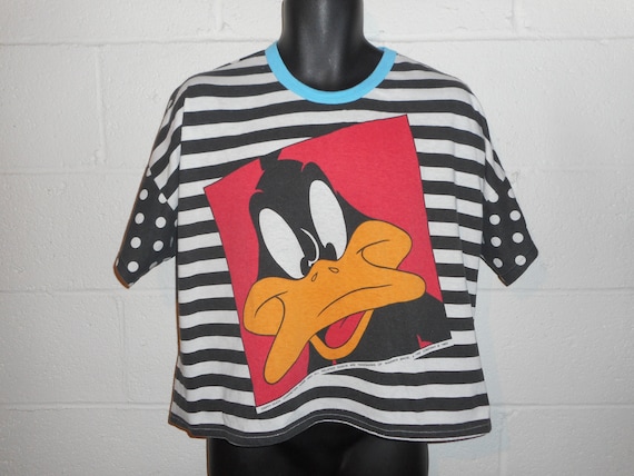 Vintage 90s 1993 Looney Tunes Daffy Duck Cropped … - image 1