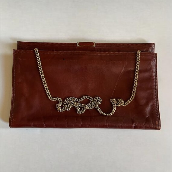 Vintage Bellido Brown Leather Purse Handbag Pocke… - image 8