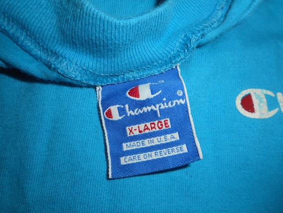 Vintage 80s 90s Teal Blue Champion T-Shirt XL - image 5