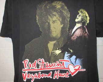 Vintage 90s Rod Stewart Vagabond Heart Tour T-Shirt Fits M/L