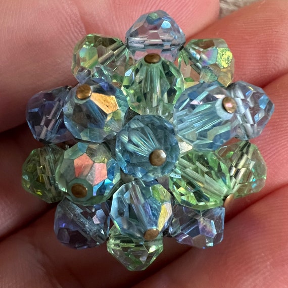 Vintage Laguna Blue Green Crystal Acrylic Beaded … - image 7