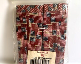 Longaberger 25th Anniversary Patriotic Flag Basket Liner Only 25151 NOS USA