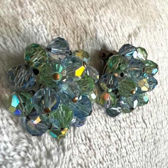 Vintage Laguna Blue Green Crystal Acrylic Beaded … - image 6