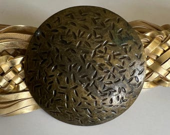 Vintage Y2K Boho Gold Woven Braided Statement Belt Large  display picture 2