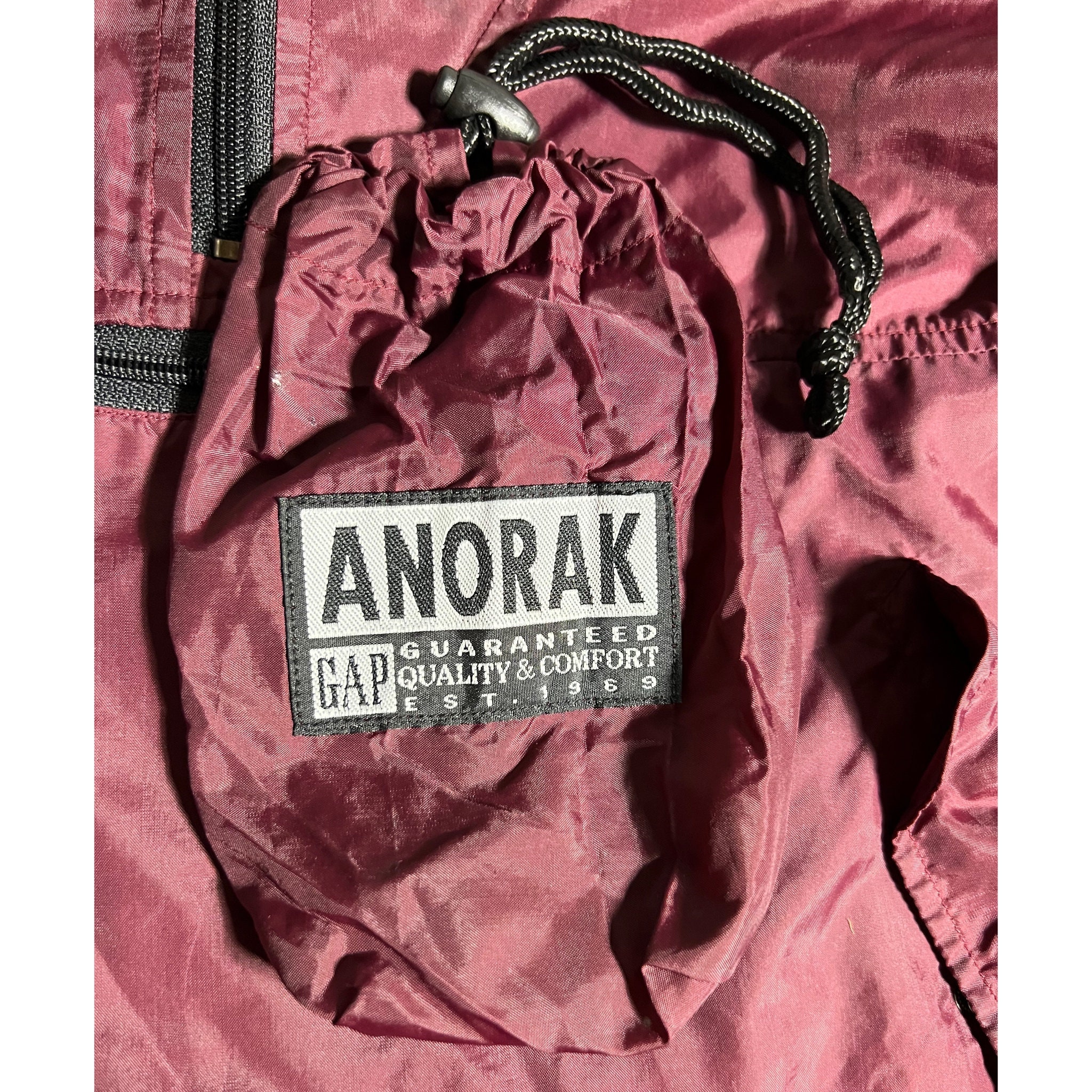 Vintage GAP Maroon Burgundy Packable Anorak Pullover Windbreaker
