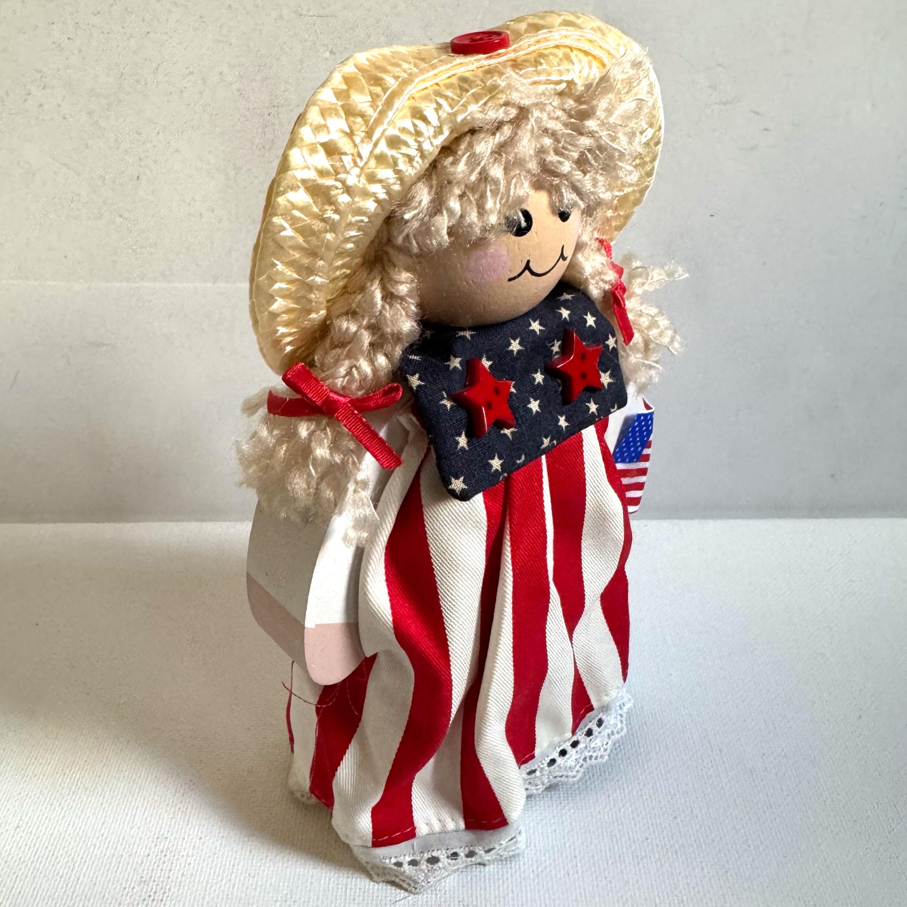 Vtg Berkeley Designs Cuddle Kidz Patriotic Wooden Folk Doll Music Box ...