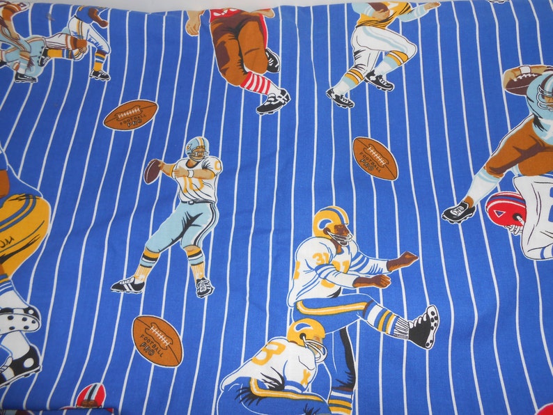Vintage Blue Pin Stripe Football Sports Novelty Fabric 68 x 129