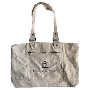 Vintage DeSales University Canvas Tote Bag Shopper Natural Tan