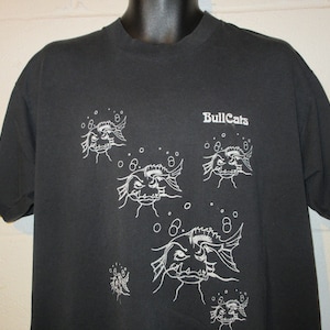 Vintage 90s Bullcats Bullhead Catfish Fishing T-Shirt XL