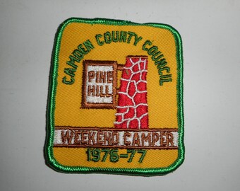 Vintage 70s Boy Scouts BSA Camden County Council Weekend Camper 1976-1977 Patch 3"x3.5"