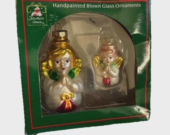 ヴィンテージ手吹きガラス製天使のクリスマスオーナメント - 1980年代