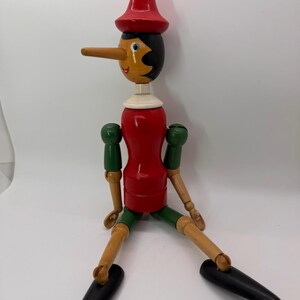Vintage Wooden Pinocchio String Figure Puppet Marionette Handmade Wood READ
