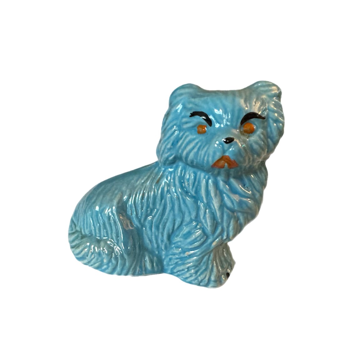 ヴィンテージ MCM ブルーグレーズ 陶器 テリア ペキニーズ スパニエル