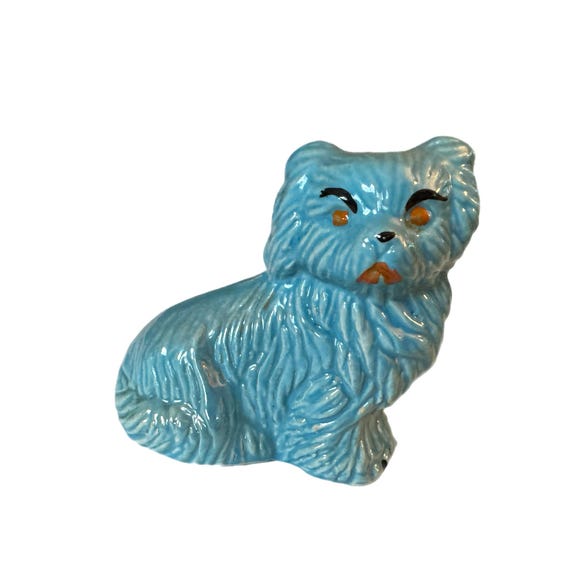 ヴィンテージ MCM ブルーグレーズ 陶器 テリア ペキニーズ スパニエル