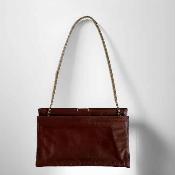 Vintage Bellido Brown Leather Purse Handbag Pocke… - image 1