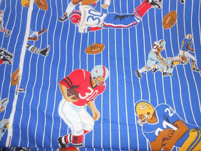 Vintage Blue Pin Stripe Football Sports Novelty Fabric 68 x 129