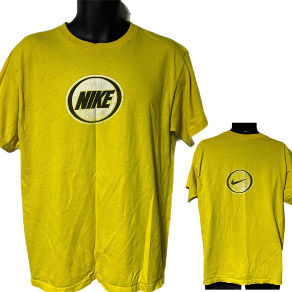 Vintage Nike Yellow Double Sided Tee Shirt M Cent… - image 1