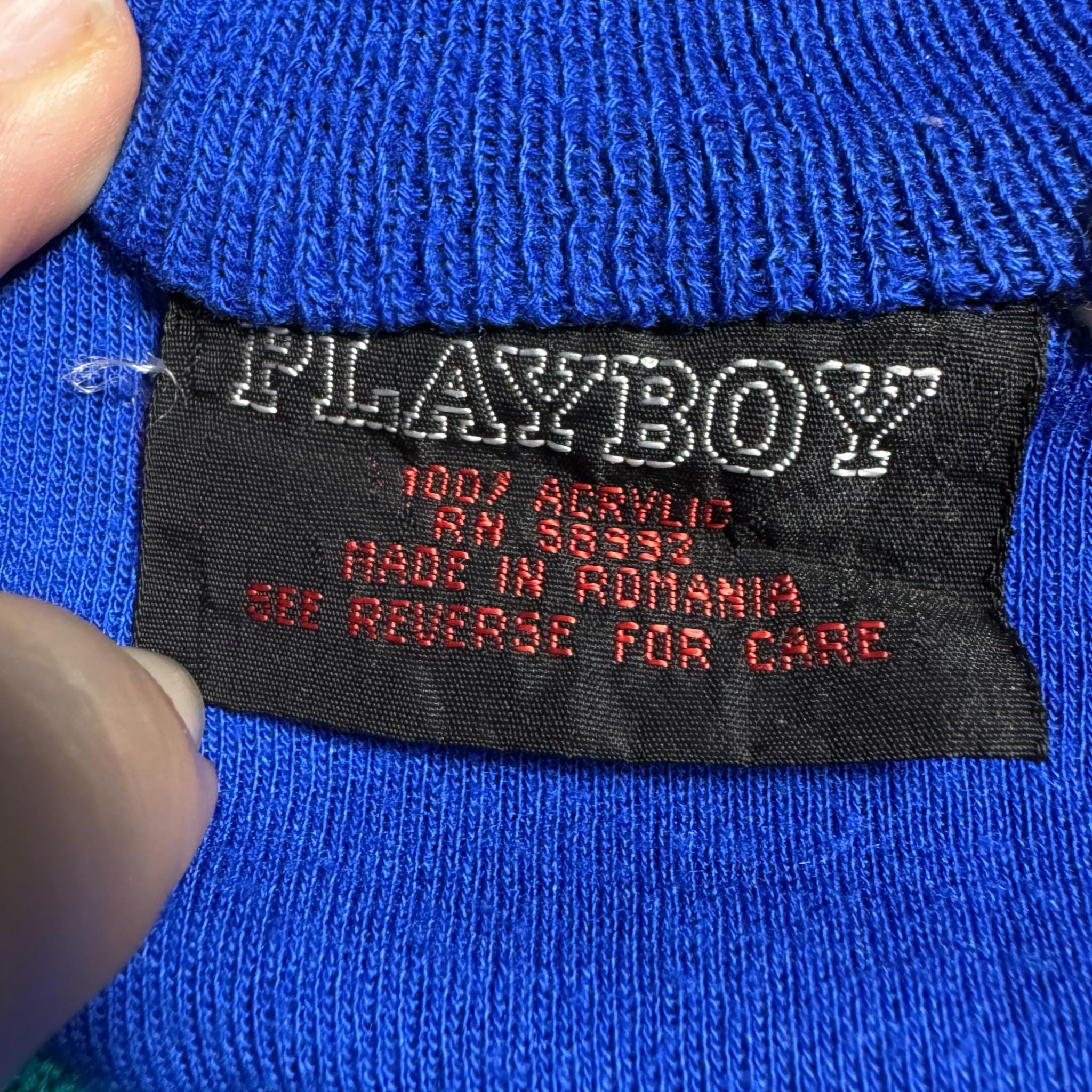 Vintage Playboy Bunny Blue Striped Zip up Sweatshirt Cardigan