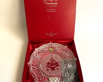 Waterford Crystal Songs Of Christmas 2001 O Christmas Tree Clear Dish Plate Box