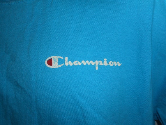 Vintage 80s 90s Teal Blue Champion T-Shirt XL - image 3