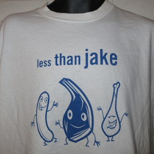 Vintage 90s Eating Meat All Summer Less Than Jake Punk Band T-Shirt XL image 1