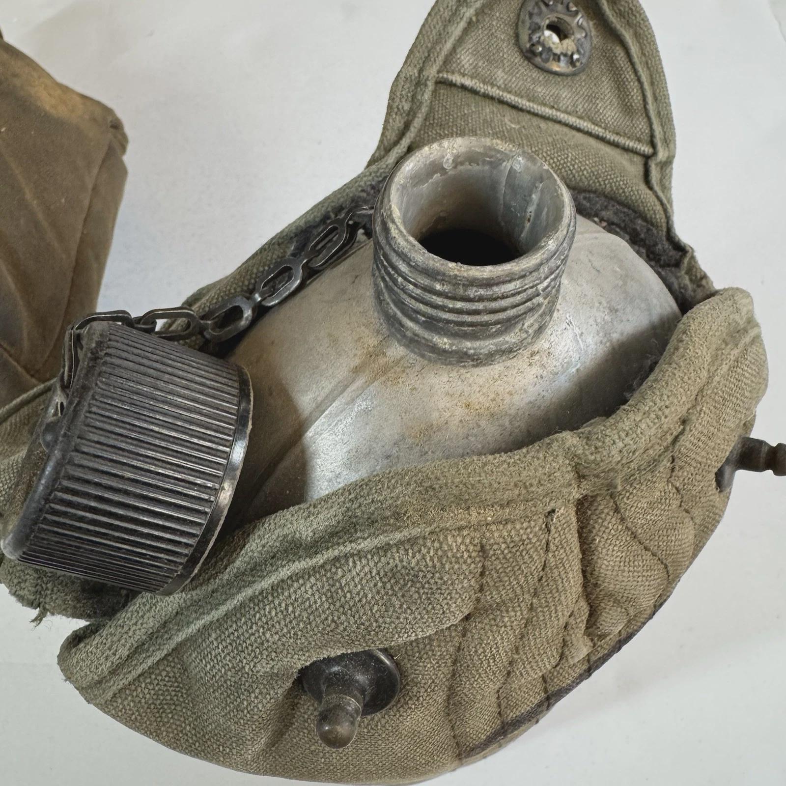 ベトナム戦争時代の米軍水筒セット – 名前入り – M-1910 キャンバス製
