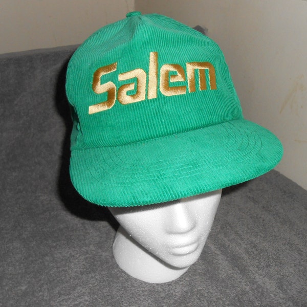 Vintage 80s Salem Cigarettes Corduroy Snapback Cap Hat