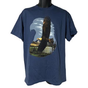 Vintage Eagle Soaring Flying Silhouette Bird Nature Tee T Shirt L