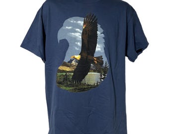 Vintage Eagle Soaring Flying Silhouette Bird Nature Tee T Shirt L