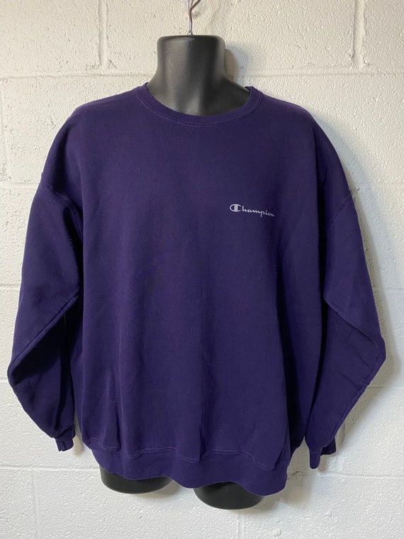 Vintage 90s Purple Champion Script Sweatshirt XL - image 3