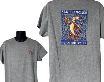Vintage The Disney Store Tigger San Francisco It’s Where It’s At Peace T Shirt L