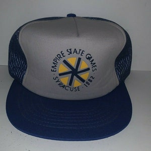 Vintage 80s 1982 Empires State Games Syracuse NY Trucker Snapback Hat Cap