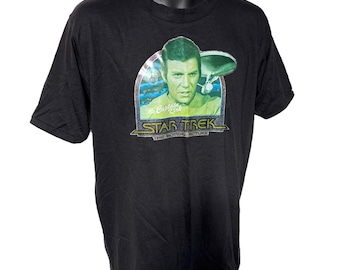 Camiseta promocional vintage de la película Capitán Kirk de Star Trek de 1979, costura simple, fabricada en EE. UU., talla XL.