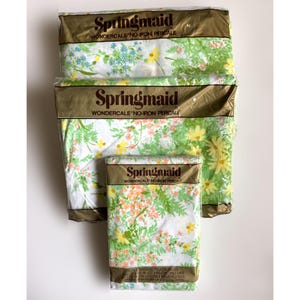 Vtg Springmaid Michelle Flower Floral Pattern Twin Sheet Set Wondercale No Iron