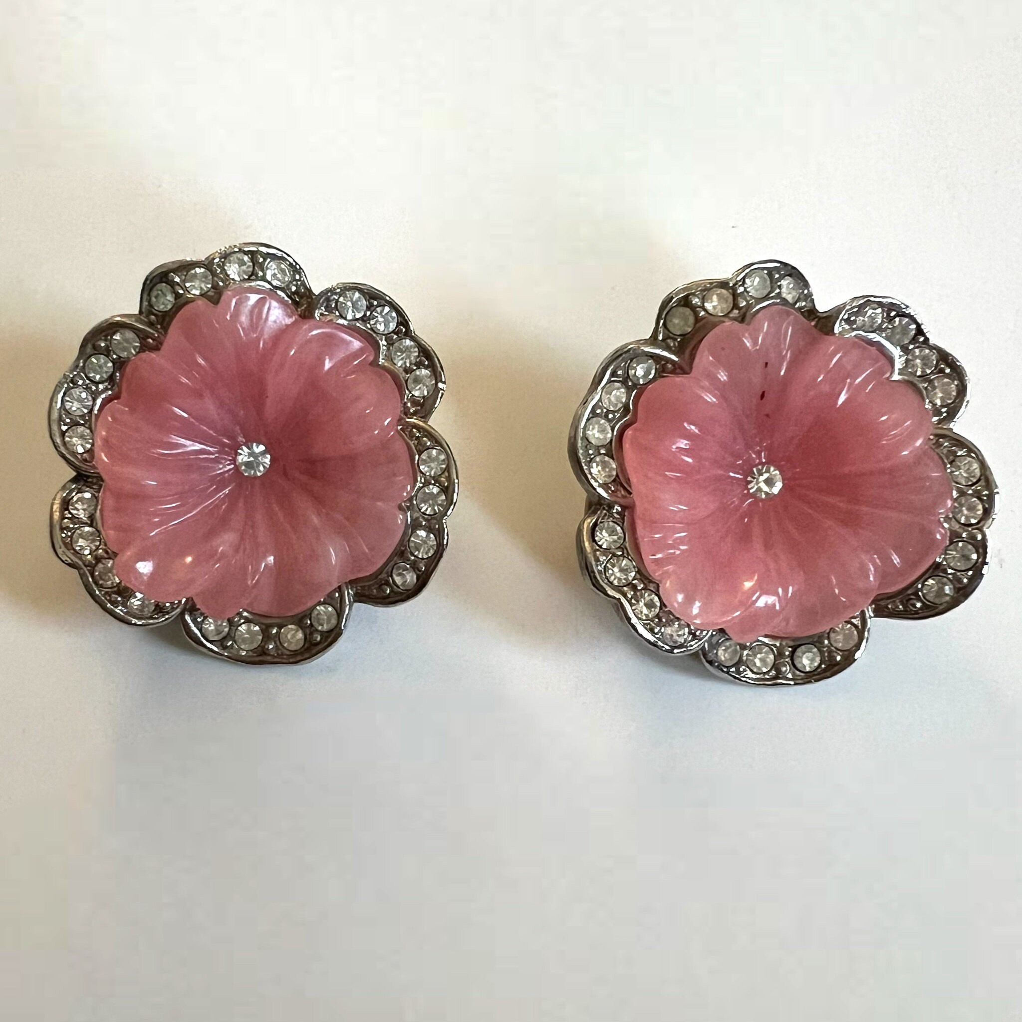 KJL Kenneth Jay Lane Avon Pink Perfect Pansy Clip on Earrings 