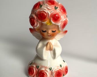 Vtg Lefton Rose Angel Single Salt Pepper Shaker Floral Kitsch Cottagecore Japan