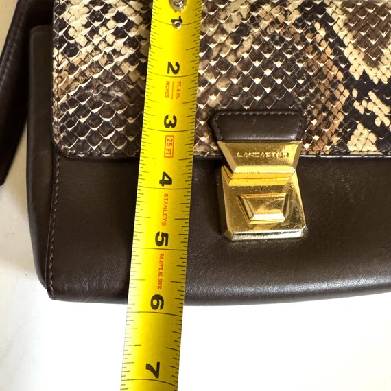Vintage Lancaster Brown Leather Python Snakeskin … - image 10